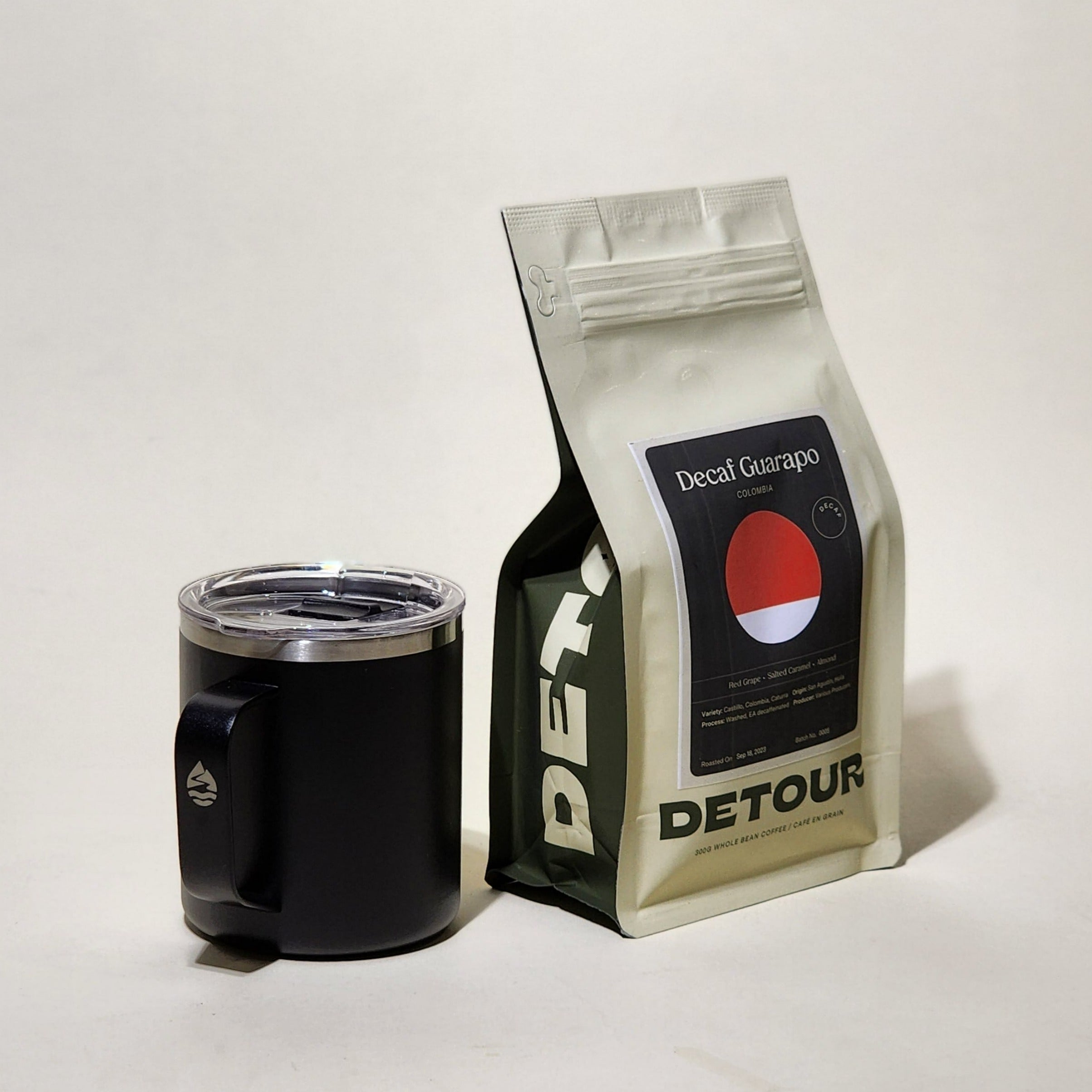 Detour Coffee Roaster Colombia Guarapo Decaf - Red Grape, Salted Caramel, Almond Tasting Profile - Naturally Decaffeinated Coffee - San Agustin, Huila Origin - Various Smallholders Producer - Caturra, Colombia, Castillo Variety - Washed, E.A Decaffeinated Process - Learn More on Our Website