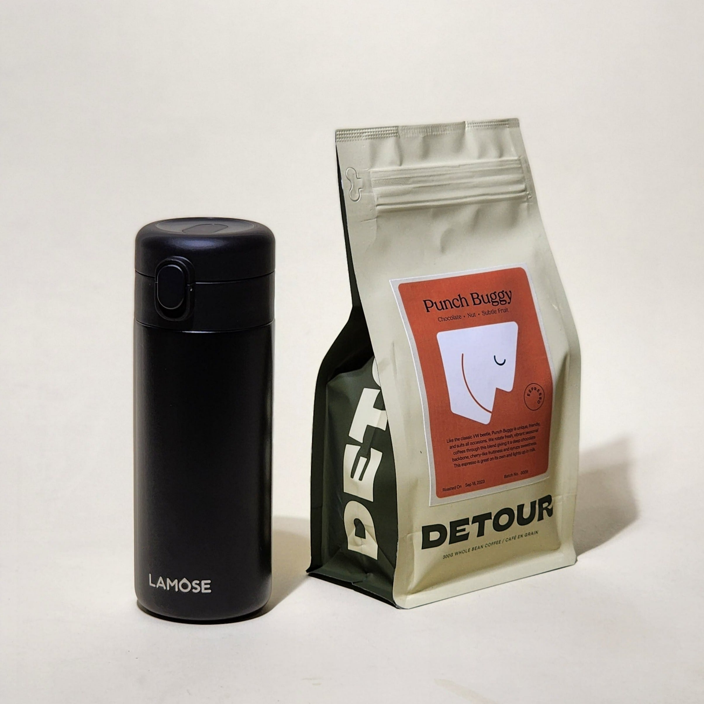Detour Coffee Roaster Punch Buggy Espresso - Chocolate, Hazelnut, Cherry Tasting Profile - Espresso Balanced Coffee Style - Brazil + Central American Origin - Learn More on Our Website