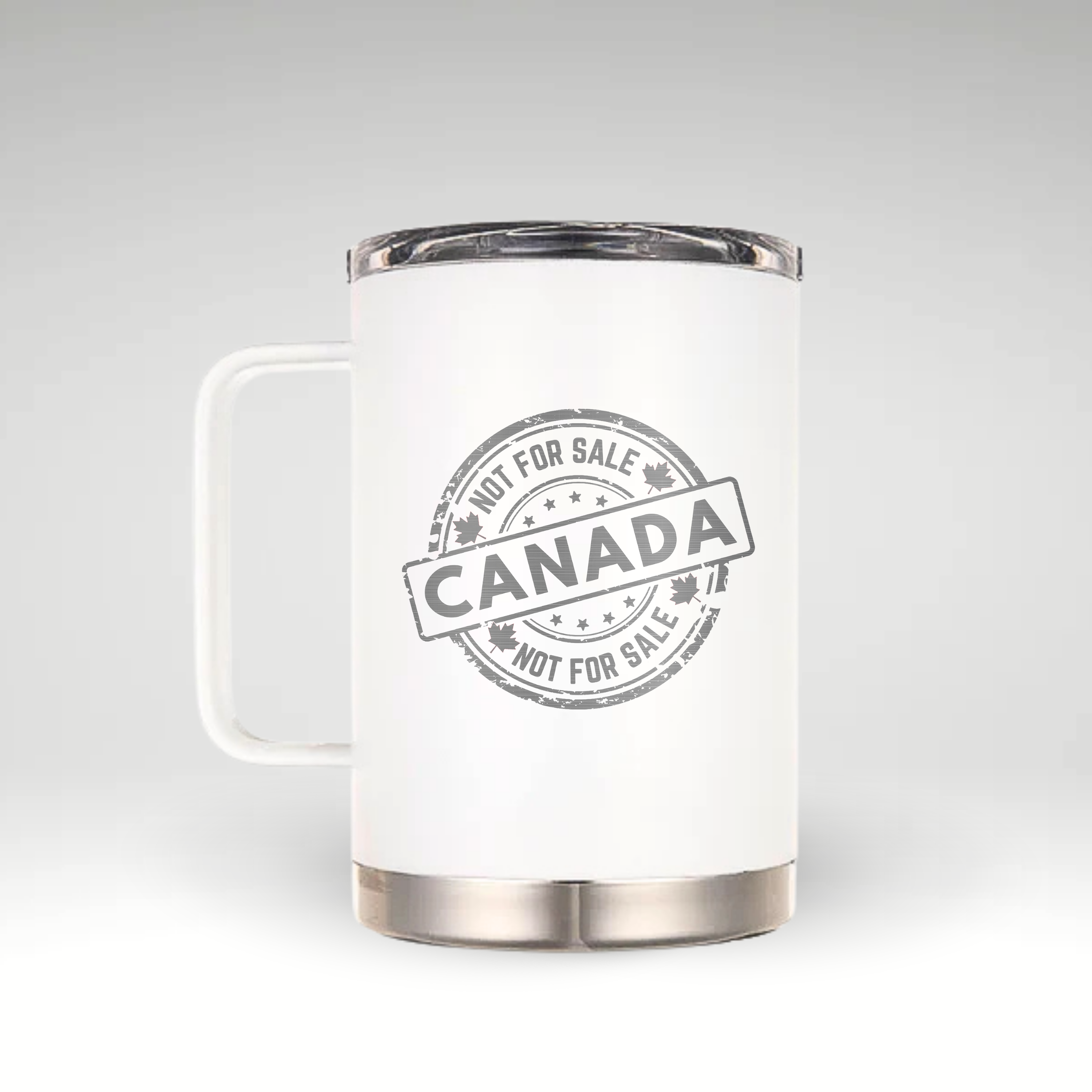 Vintage Canada Insulated Mug Insulated mug with a vintage CANADA NOT FOR SALE design, featuring maple leaves and stars. #color_snow