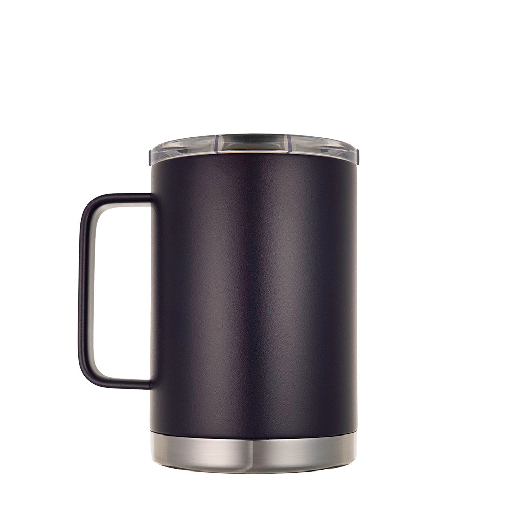LAMOSE Hudson Pro Max 24 oz insulated mug in nova purple, matte finish, with handle on left, clear slider lid, and stainless steel base.