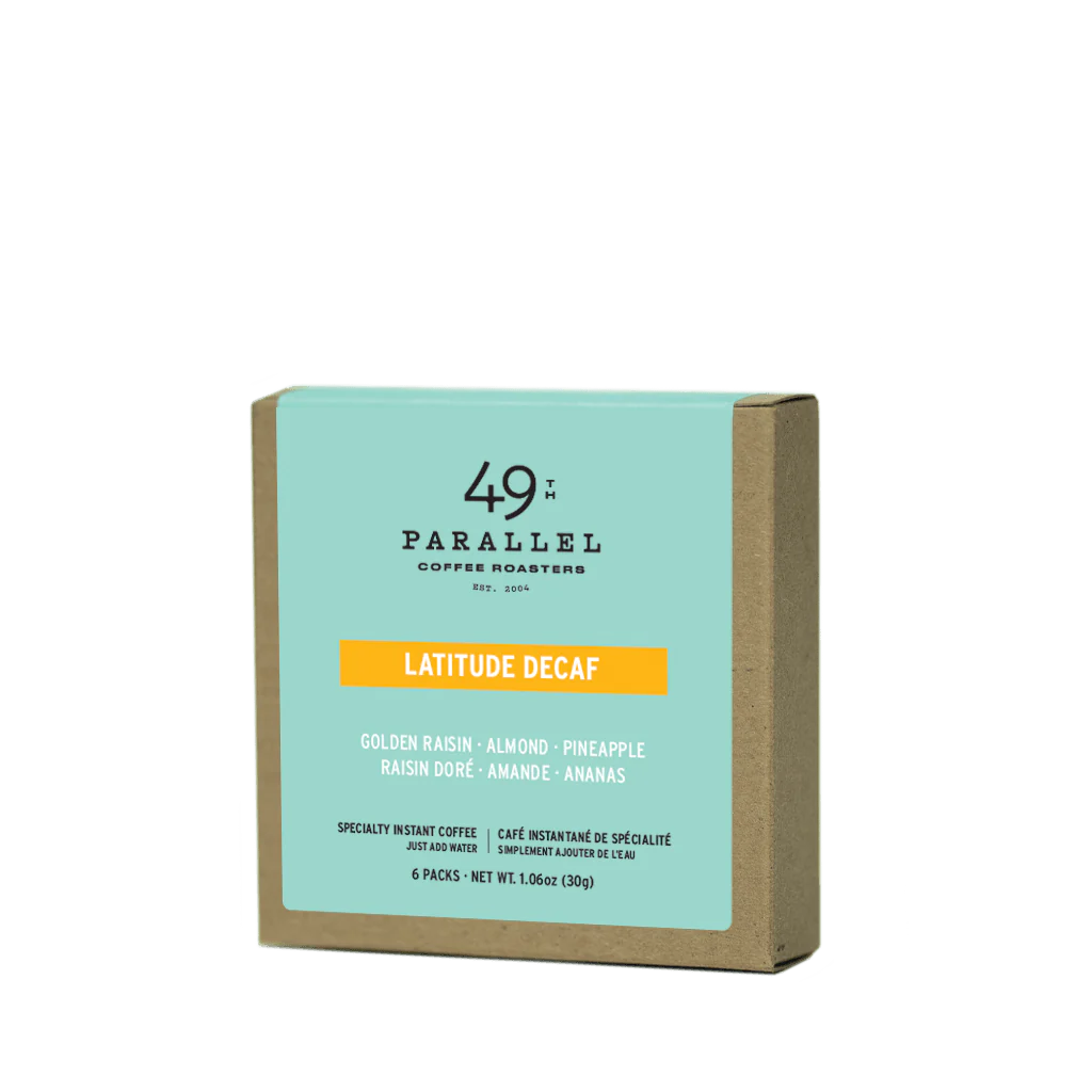 Experience the enticing flavors of 49th Parallel Coffee's Direct Trade Coffee instant packs, adorned with taste notes of almonds, golden raisins, and pineapples. Discover specialty coffee convenience at its finest.