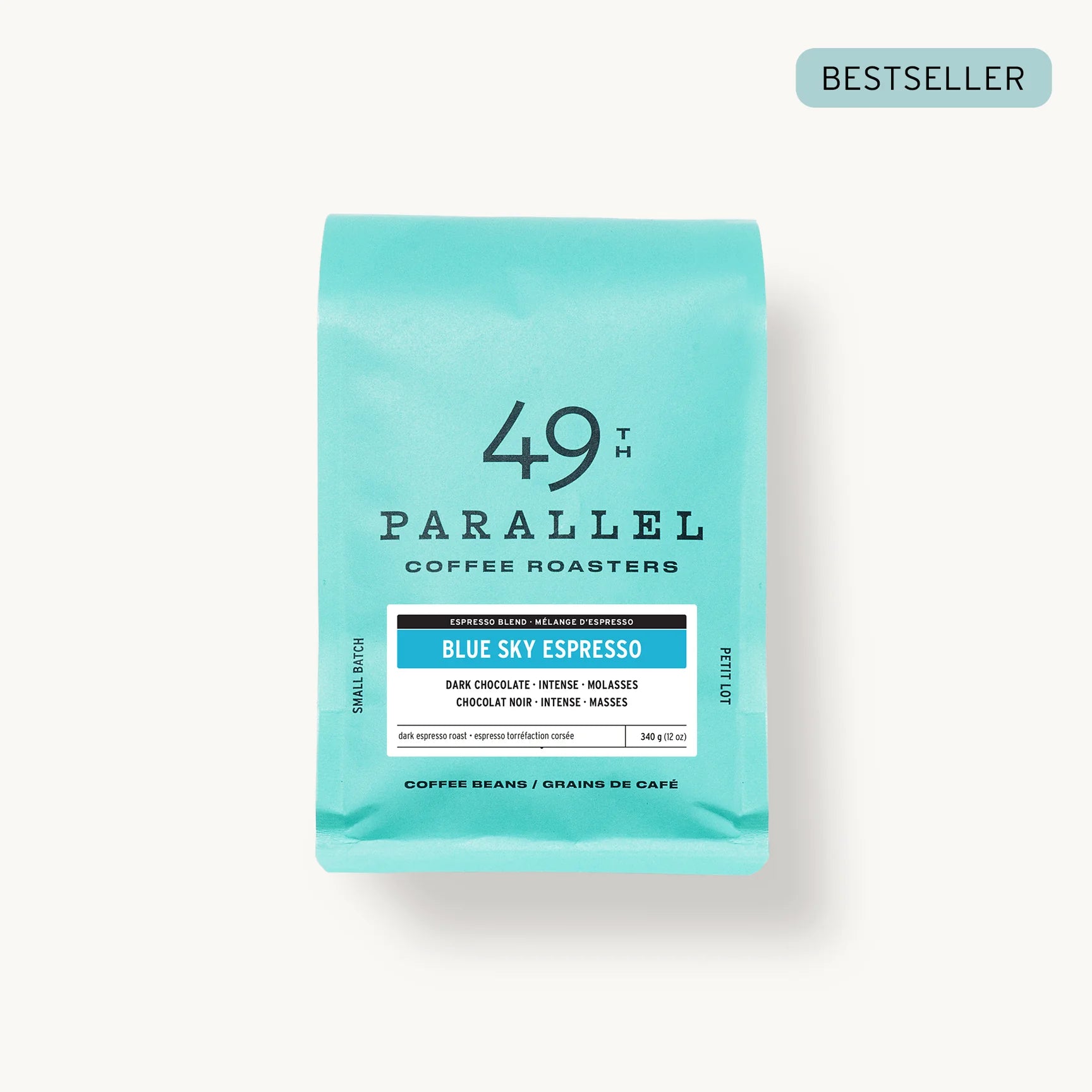 49th Parallel Coffee Roasters - Blue Sky Espresso, a dark roast offering. Discover intense flavors of dark chocolate and molasses. Perfect for espresso or filter brewing. Experience it now!