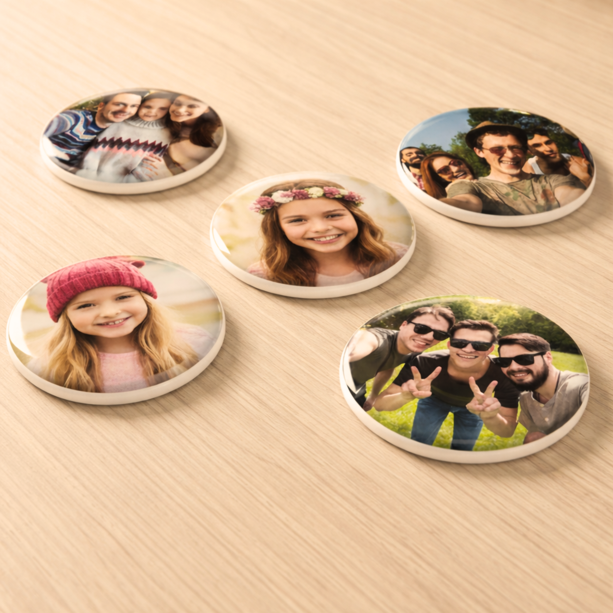Custom photo magnet in circle shape for personalized refrigerator decor and magnetic displays