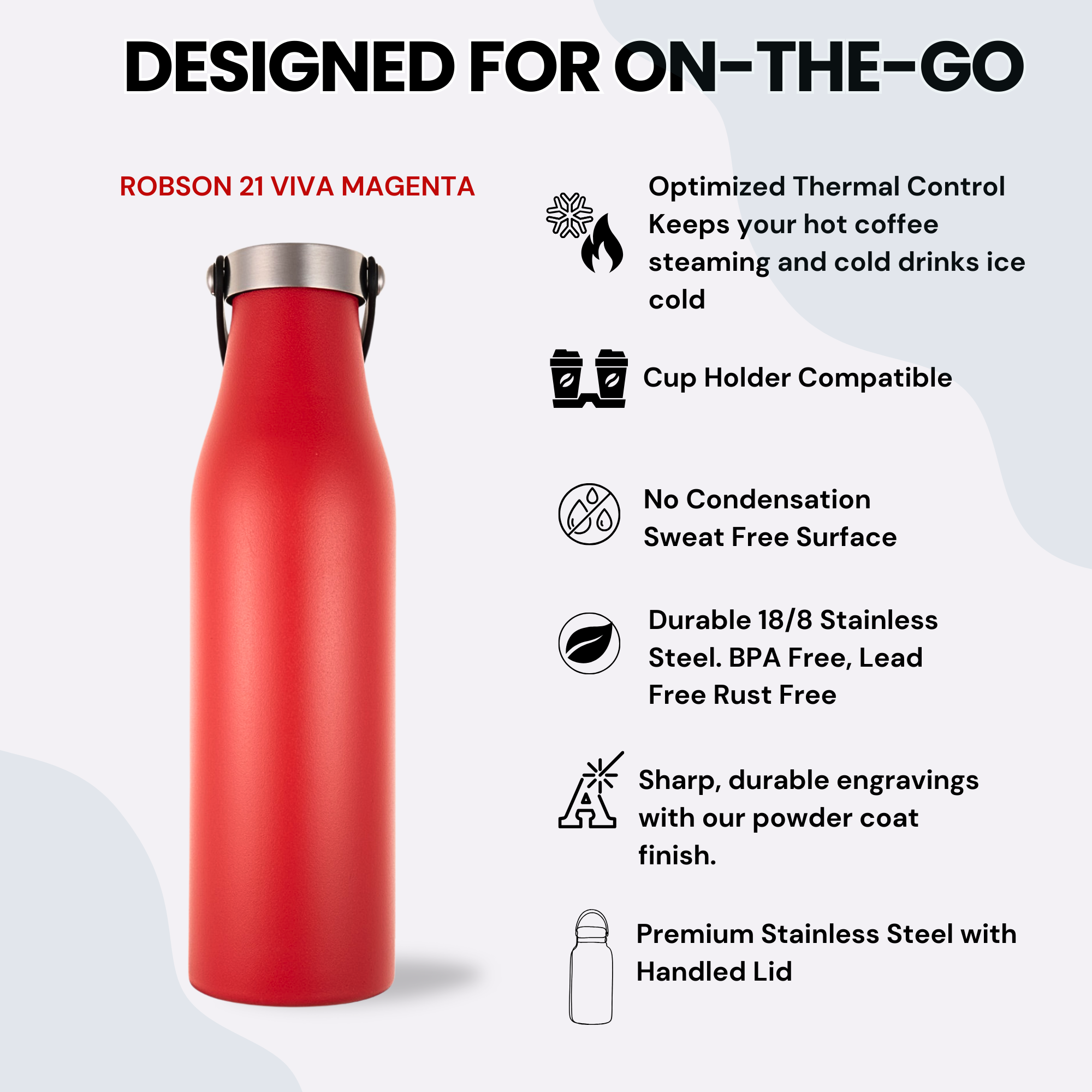 Robson 21 oz Insulated Bottle - Vibrant Red Meadow Floral Edition