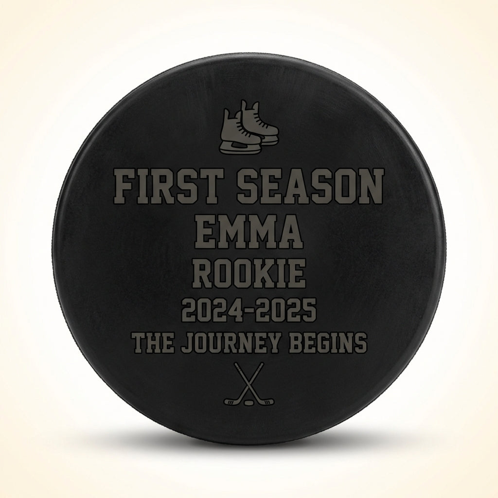 Laser engraved hockey puck gift for tournaments
