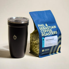 Phil & Sebastian Coffee Roasters' Standard Filter. Consistent flavor profile with sweet, chocolatey, and nutty notes. Sourced from individual farms and co-ops. Brew with parameters optimized for exceptional filter brewing.