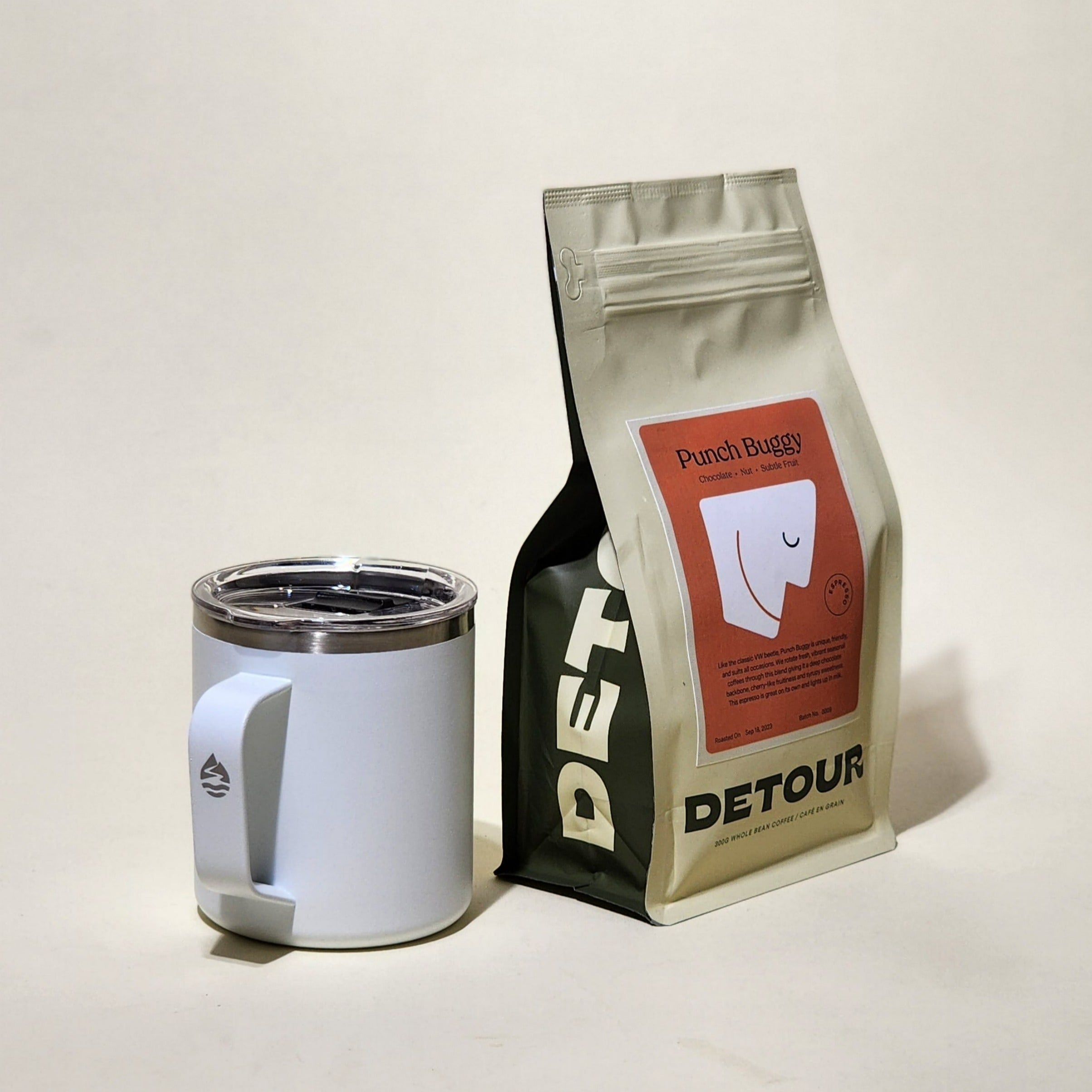 Detour Coffee Roaster Punch Buggy Espresso - Chocolate, Hazelnut, Cherry Tasting Profile - Espresso Balanced Coffee Style - Brazil + Central American Origin - Learn More on Our Website