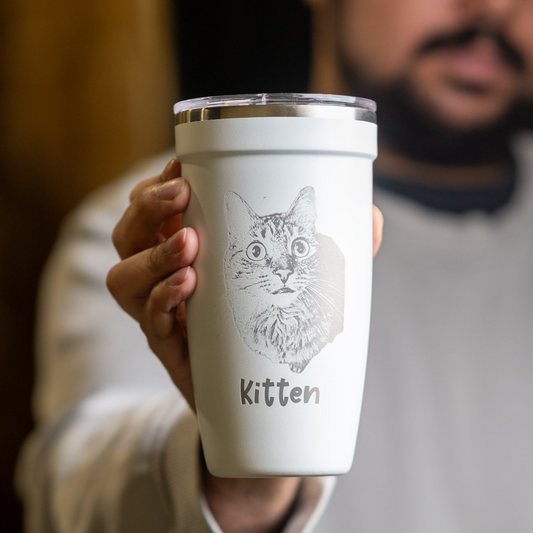 Custom Cat Portrait Engraved Mugs & Tumblers – Gifts for Cat Lovers