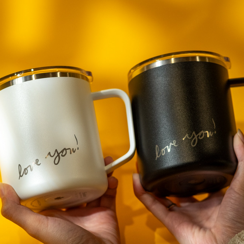 Engraved Handwritten Messages on Mugs and Tumblers