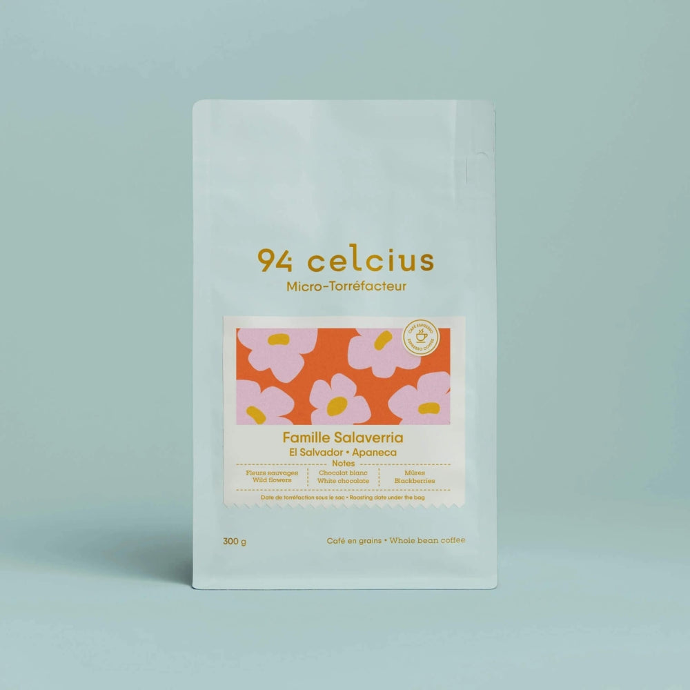 94 Celcius, Famille Salaverria's El Salvador Coffee - Wildflowers, White Chocolate, Blackberries - Jose Antonio Salaverria Farm - Apaneca llamatepec Region - Yellow Bourbon Variety - 1420-1600m Altitude - Honey Process - Republica Coffee Traders Collaboration