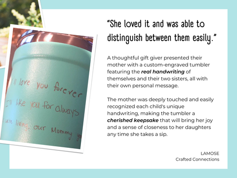 Engraved Handwritten Messages on Mugs and Tumblers