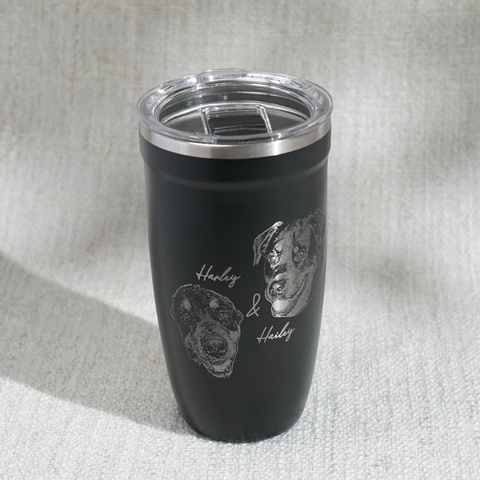 Custom Engraved Dog Portraits on Mugs & Tumblers – The Ideal Gift for Pet Lovers