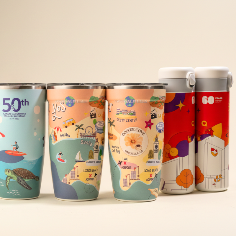 Corporate branded drinkware — custom logo tumblers for business