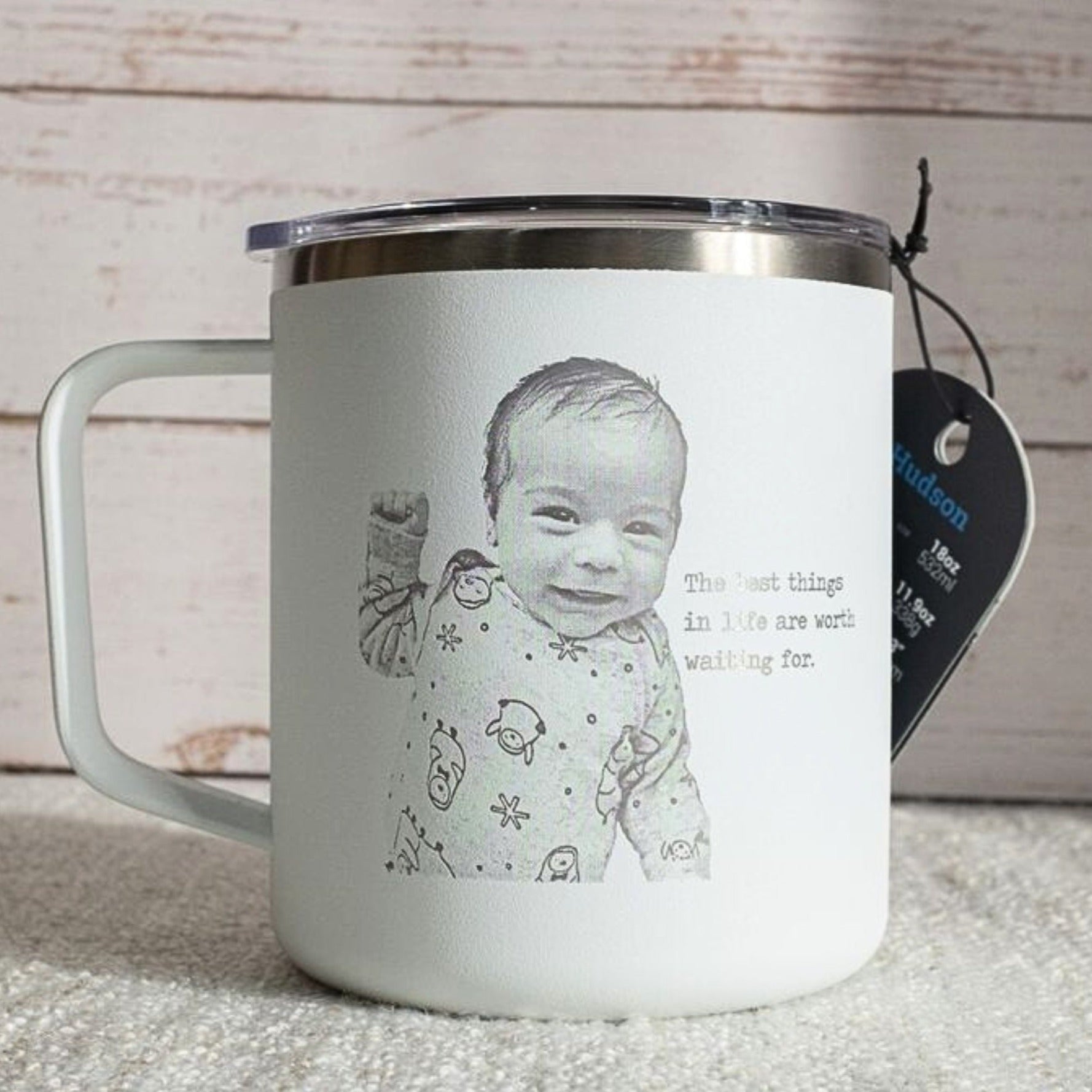 Personalized Mother's Day gift ideas featuring custom engraved mugs and tumblers in elegant black and white, perfect for celebrating and honoring mothers with heartfelt, meaningful messages.