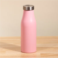LAMOSE Robson 14oz pink insulated stainless steel water bottle, with a matte powder coat finish and stainless steel lid, front view.