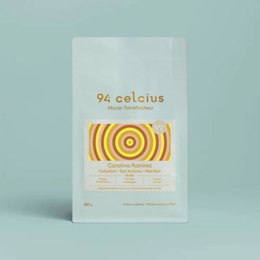 94 Celcius - Carolina Ramirez's "Serenity" Coffee - Strawberry, Pineapple, Cocoa - Colombian Specialty Blend - Castillo, Cenicafe 1, Caturra Varieties - 1850m Altitude - Dark Honey Process - Young Producer Program - Unblended - Medellin - Andes - Specialty Coffee - Endurance Runner - Attorney