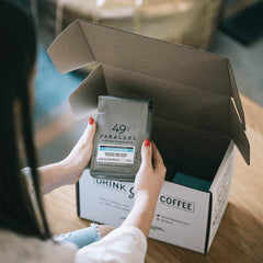 49th Parallel Coffee Roasters - Blue Sky Espresso, a dark roast offering. Discover intense flavors of dark chocolate and molasses. Perfect for espresso or filter brewing. Experience it now!