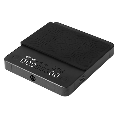 Zero Hero Smart Mini Scale with LED display, precision weight measurement, and heat-resistant silicone pad, ideal for espresso, pour-over coffee, and kitchen use. #color_black